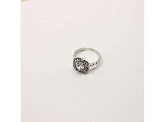 Sterling Silver Halo Ring Size 7.50