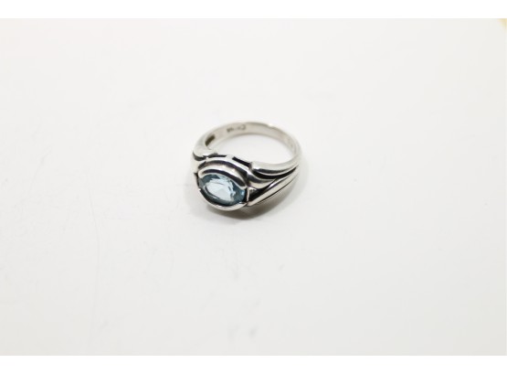 Sterling Silver Blue Topaz Ring Size 6.75