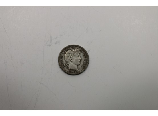 1912 Silver Barber Dime Coin Full Liberty