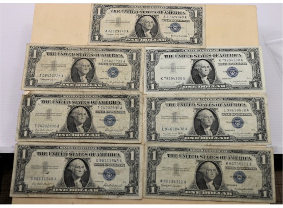 Lot Of 7 Silver Certificates  Note 1957