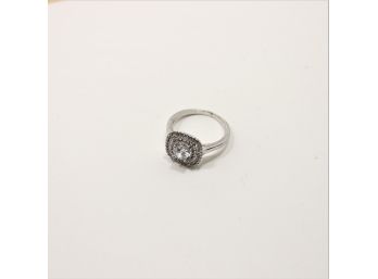 Sterling Silver Halo Ring Size 7.50