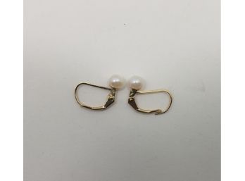 14k Yellow Gold Pearl Earrings