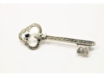 Sterling Silver Marcasite Key Pin