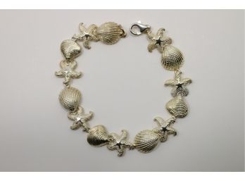 Sterling Silver Sea Shell Star Fish Bracelet