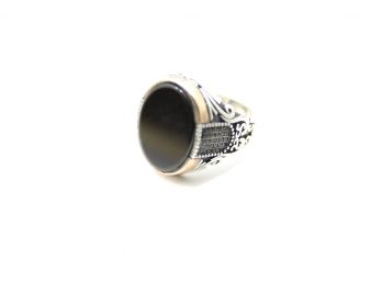 Sterling Silver Mens Onyx Ring Size 11.50