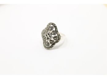 Sterling Silver Marcasite Ring Size 6.50