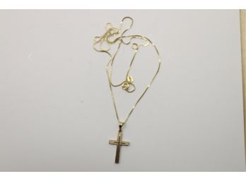 14k Yellow Gold Cross Pendant And Necklace