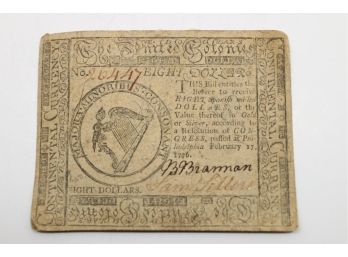 1776 Continental Congress Currency Note Hall Sellers Philadelphia
