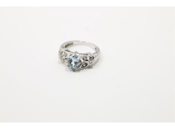 Sterling Silver Blue Topaz Ring Size 6