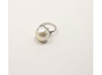 Sterling Silver Faux Pearl Ring Size 6.75