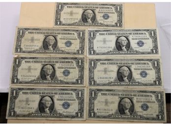 Lot Of 7 Silver Certificates  Note 1957