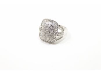 Sterling Silver Pave Set Cz Mens Ring Size 12