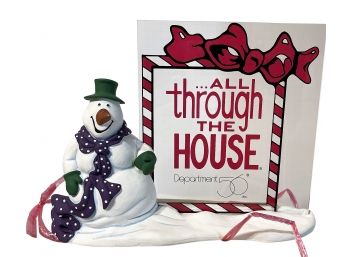 Department 56  All Through The House  Snowman With Sign- Awesome Piece! NO BOX
