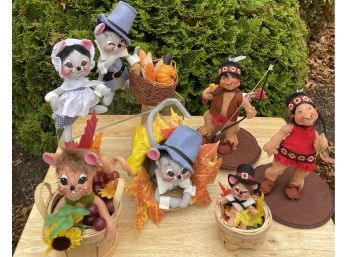 Large Lot Vintage Annalee Assorted Fall Thanksgiving Figures Dolls Assorted Years