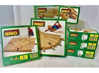 1990'S NOS Brio Wood Train Set Accessories Lot #2 Turntable- 5 Way Point Conrol Panel -short Tracks More