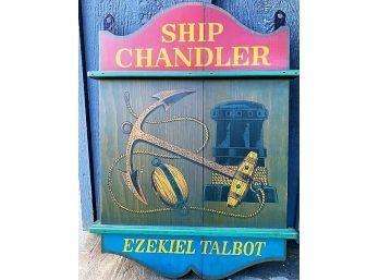 Vintage Nautical Wood Wall Hanging Ship Chandler Ezekiel Talbot 24 In. X 17 In.