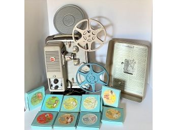 Vintage Kodak Showtime 8mm Movie Projector In Hard Case Variable Speed Model, Metal Reels, 9 Cartoon Reels