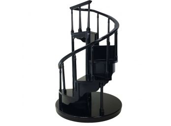 VINTAGE Black Byers Choice Carolers Wood Spiral Staircase Display Stand 22 In. H  Original Styrofoam Package