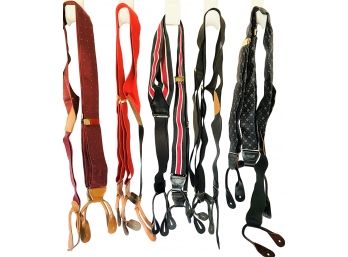 Lot Of 5 Men's Vintage Suspenders One Marked Ralph Lauren Others Unmarked