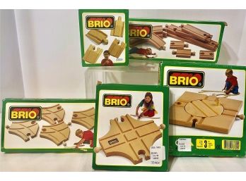 1990's NOS Brio Wood Train Set Accessories Lot #1 NIBCross Track-Ramp Track -Turntable - Short Curved Switch