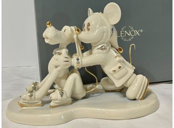 Lenox 1998/99 China Jewels Disney Collection - MICKEY & PLUTO SKATERS- In Original Box