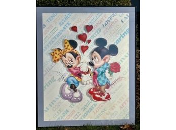 Walt Disney Mickey And Minnie Mouse Framed Poster 28 In. X 24 In.