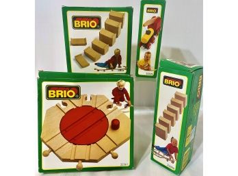 1990'S NOS Brio Wood Train Set Accessories Lot #4 Graded Supports -Railway Crane-Turntable