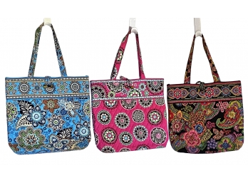 Lot Of 3 Vera Bradley Retired Patterns Tote Bags - Java Blue - Symphony In Cue - Cupcakes