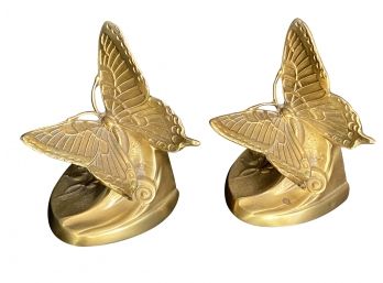 PM Craftsman Philadelphia Manufacturing Co. Brass Butterfly Bookends 6 In. Height