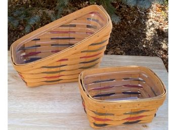 1997 Longaberger 7 In. H Traditional Woven Vegetable Basket, 1998 Traditional Woven 5.5 In. Plastic Liners