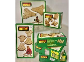 1990'S NOS Brio Wood Train Set Accessories Lot #3 Double Curved Switching Track- Short Tracks - More