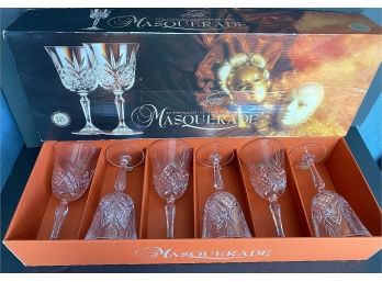 New Old Stock Cristal D'Arques 6 Wine Glases 'Masquerade'