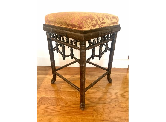 William Switzer Upholstered Carved Style Stool   (LOC: S1)