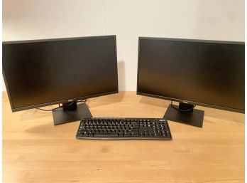 Pair Dell Desktop Monitors & Logitech Keyboard    (LOC: W1)