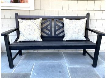 Smith & Hawken Metal Outdoor Bench & Decorative Pillows (LOC: W1)