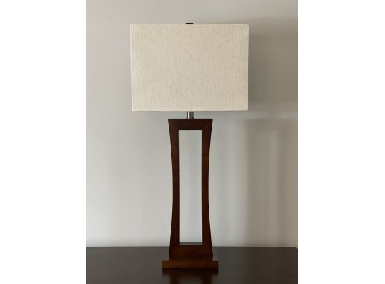 Open Sculptural Table Lamp With Rectangular Lampshade