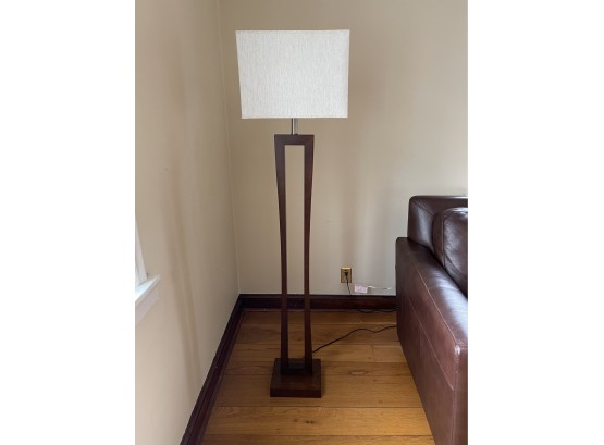 Open Sculptural Floor Lamp With Rectangular Lampshade