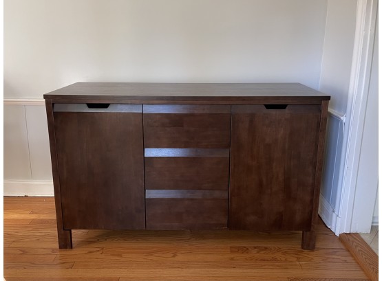 Contemporary 2- Door Sideboard With 3- Drawers And Cutout Pulls