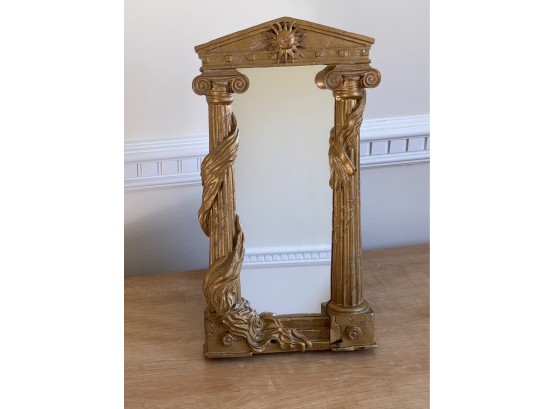 Temple Antiqued Gold Finish Table Or Wall Mirror