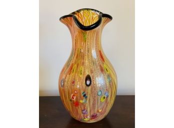 Large Millefiori Style Art Glass Vase