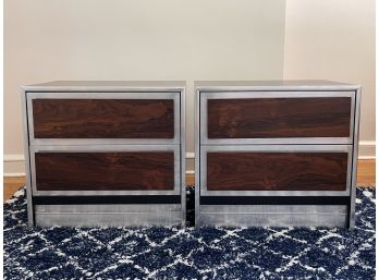 Metal And Wood Laminate 2- Drawer File Cabinets- A Pair