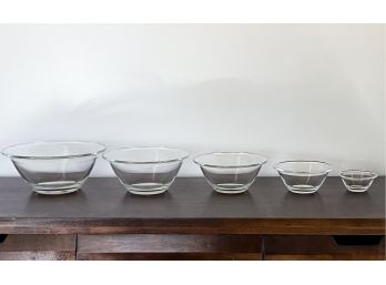 Clear Glass Prep Mixing Bowls- Set Of 5