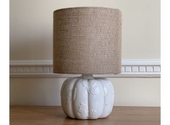 Pumpkin Form Table Lamp With Burlap Drum Shade