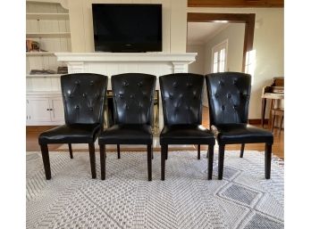 Faux Leather Dining Chairs With Tufted Back- Set Of 4