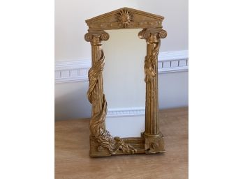 Temple Antiqued Gold Finish Table Or Wall Mirror