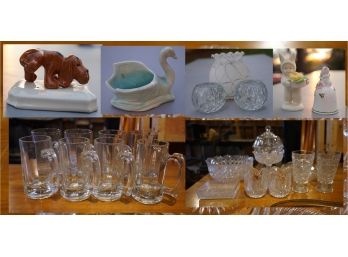 196. McCoy Pottery Swan, 1984 Avon Bellincludes Vintage Beer Mugs Cutglass And More