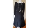 Bateau Neckline Black Carolina Herrera Long Sleeved Evening Dress - Size 14