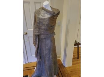 VINTAGE Multi Piece Size 16, Beautiful Beading And Draped Shoulder