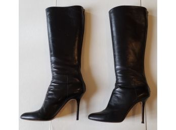 Black High Heel Jimmy Choo Boots With Zipper In Back - Size 7