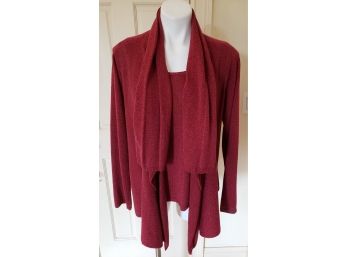 Cranberry Kate Hill Sweater Set With Sleeveless Shirt - Size L